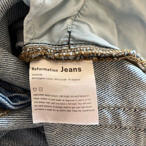 Reformation Jeans High Rise Straight Leg Button Fly Organic Cotton Size 30 - Picture 5 of 7